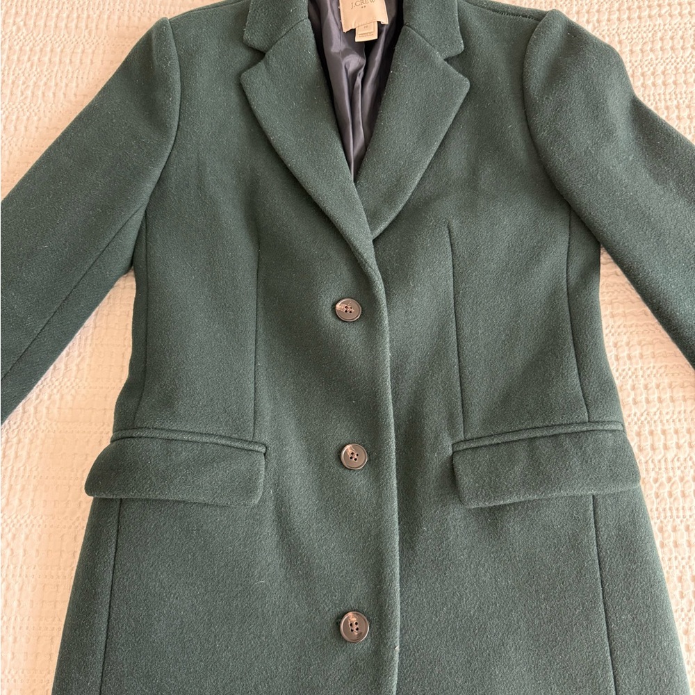 J. Crew Forest Green Wool Coat - Picture 3 of 9